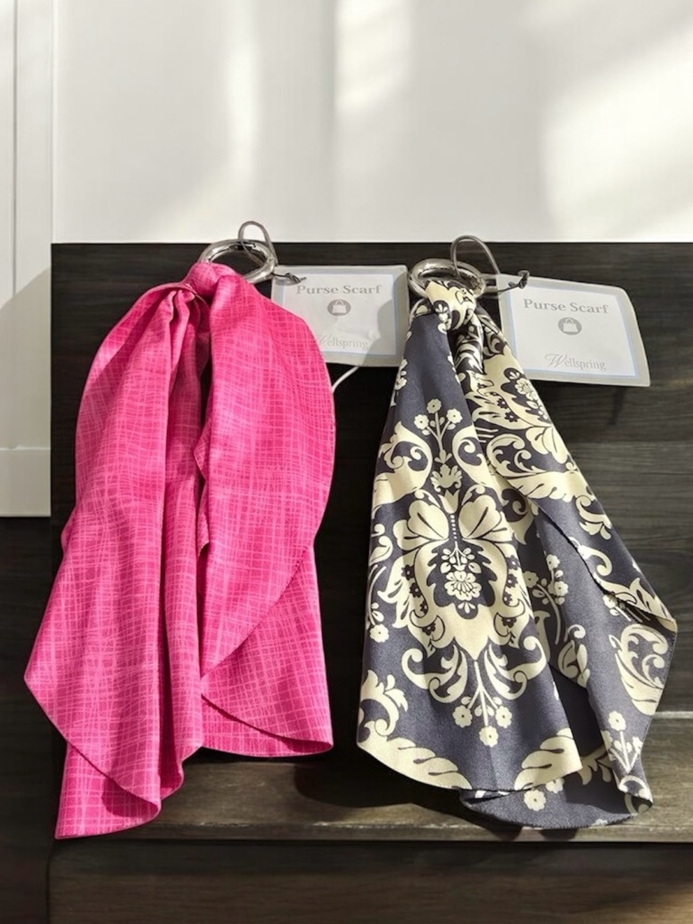 Pink & Floral Bag Scarf / Bag Charm  ( Set Of 2 )